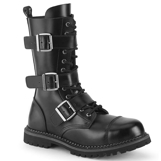 DemoniaCult Mens Boots RIOT-12BK Blk Leather