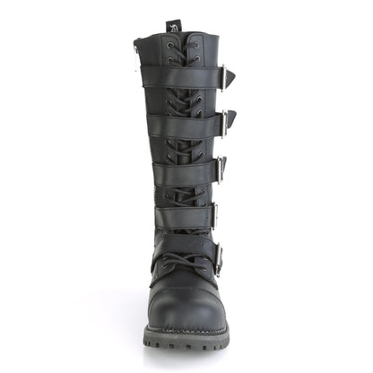 DemoniaCult Bottes pour hommes RIOT-18bk en cuir végétalien BLK