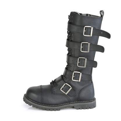 DemoniaCult Bottes pour hommes RIOT-18bk en cuir végétalien BLK
