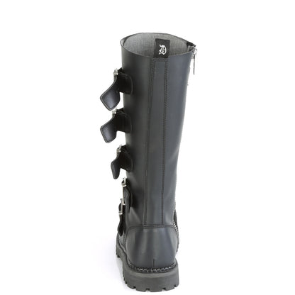 DemoniaCult Bottes pour hommes RIOT-18bk en cuir végétalien BLK