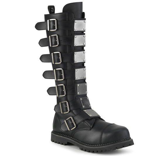 DemoniaCult Bottes pour hommes RIOT-21mp Blk Vegan Leather