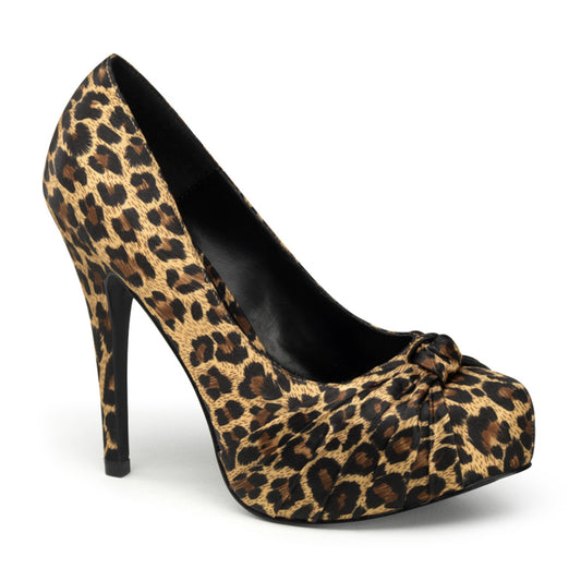 Pin Up Couture Pompes pour femmes SAFARI-06 Tan Léopard Print Satin