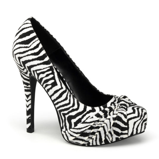Pin Up Couture Pompes pour femmes SAFARI-06 Blk-wht Zebra Print Velvet