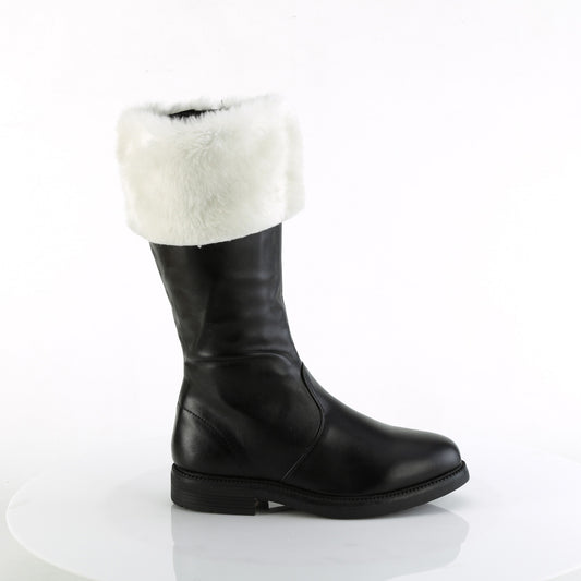 Funtasma Mens Boots SANTA-100 Blk Pu-Wht Faux Fur