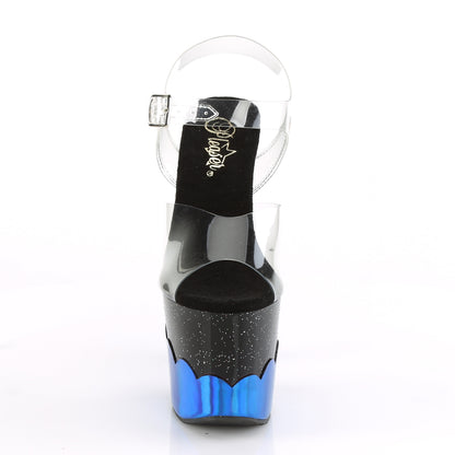 Pleaser Sandales pour femmes SCALLOP-708-2HGM Hologramme CLR / BLK-BLEU