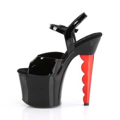 Pleaser Sandales pour femmes SCALLOP-709ch BLK PAT / BLK-RED CHROME