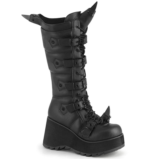 DemoniaCult Women's Mid-Calf & Knee High Boots SCENE-157 Blk Vegan Leather