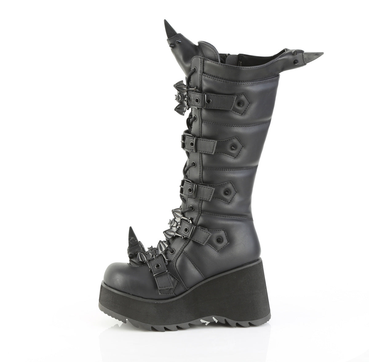DemoniaCult Women's Mid-Calf & Knee High Boots SCENE-157 Blk Vegan Leather