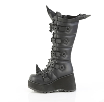 DemoniaCult Women's Mid-Calf & Knee High Boots SCENE-157 Blk Vegan Leather