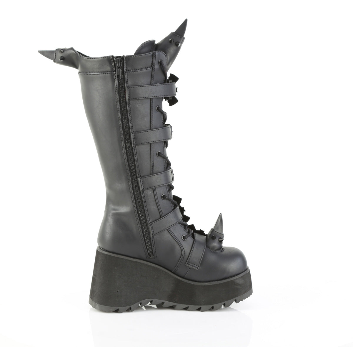 DemoniaCult Women's Mid-Calf & Knee High Boots SCENE-157 Blk Vegan Leather