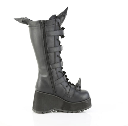 DemoniaCult Women's Mid-Calf & Knee High Boots SCENE-157 Blk Vegan Leather