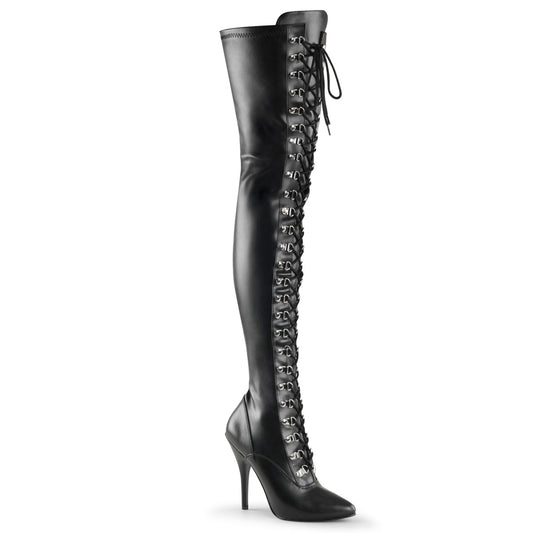 Pleaser Womens Boots SEDUCE-3024 Blk Str Faux Leather
