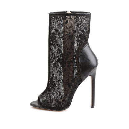 Fabulicious Womens Ankle Boots SEXY-1008 Blk Pu-Lace