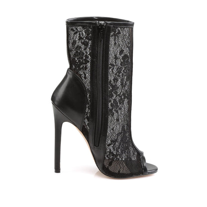 Fabulicious Womens Ankle Boots SEXY-1008 Blk Pu-Lace