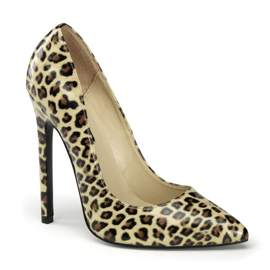 Pleaser Pompes pour femmes SEXY-20 Tan Pu (imprimé Cheetah)