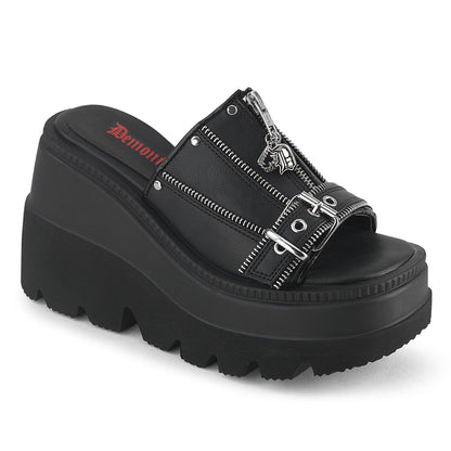 DemoniaCult Women's Sandals SHAKER-07 Blk Vegan Leather