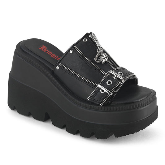 DemoniaCult Women's Sandals SHAKER-07 Blk Vegan Leather