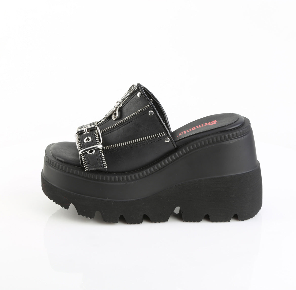 DemoniaCult Women's Sandals SHAKER-07 Blk Vegan Leather
