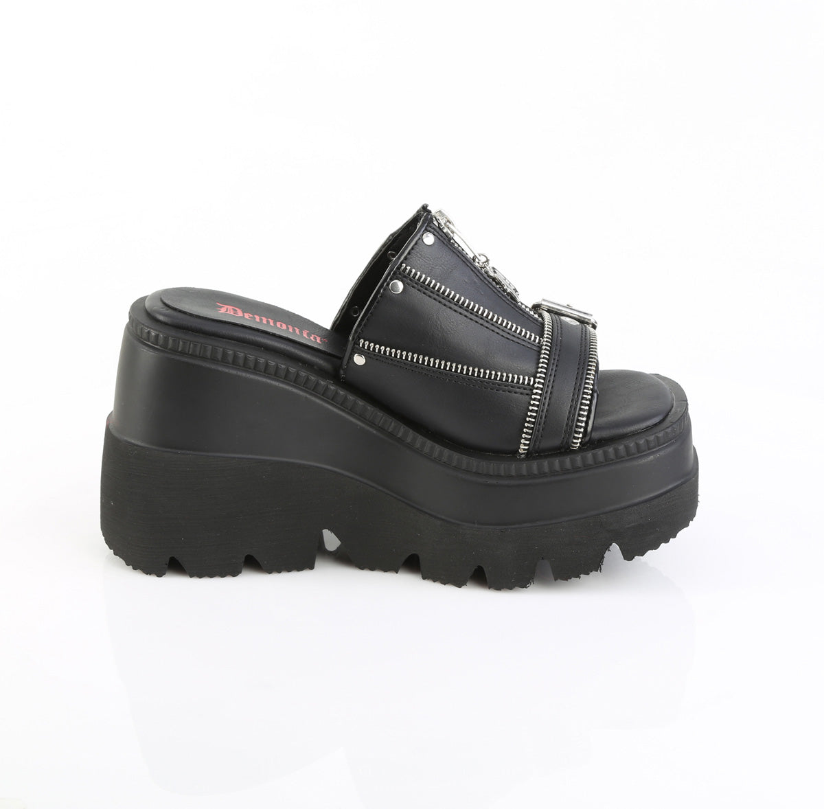 DemoniaCult Women's Sandals SHAKER-07 Blk Vegan Leather
