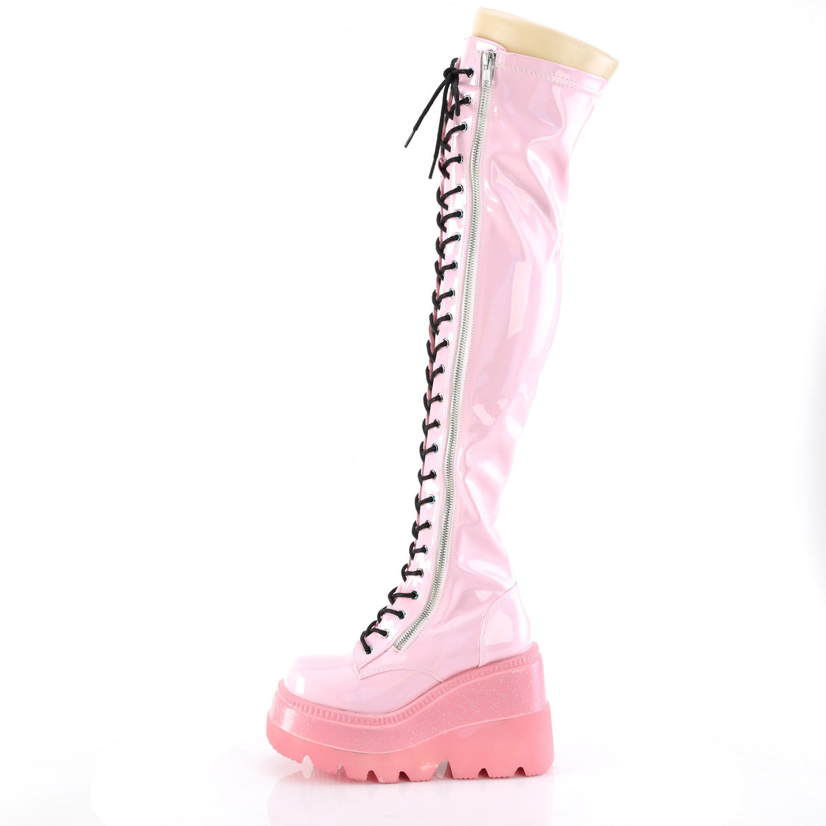 DemoniaCult  Bottes SHAKER-374-1 B. brevet extensible de l'hologramme rose