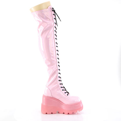 DemoniaCult  Bottes SHAKER-374-1 B. brevet extensible de l'hologramme rose