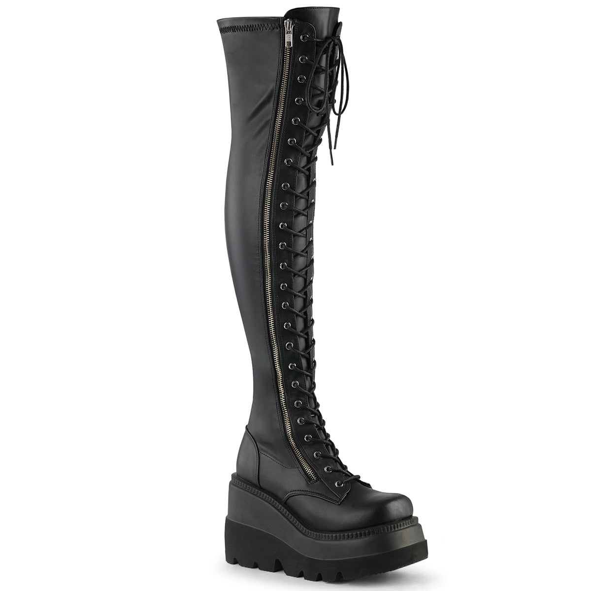 DemoniaCult  Bottes SHAKER-374 Blk Str. Cuir végétalien