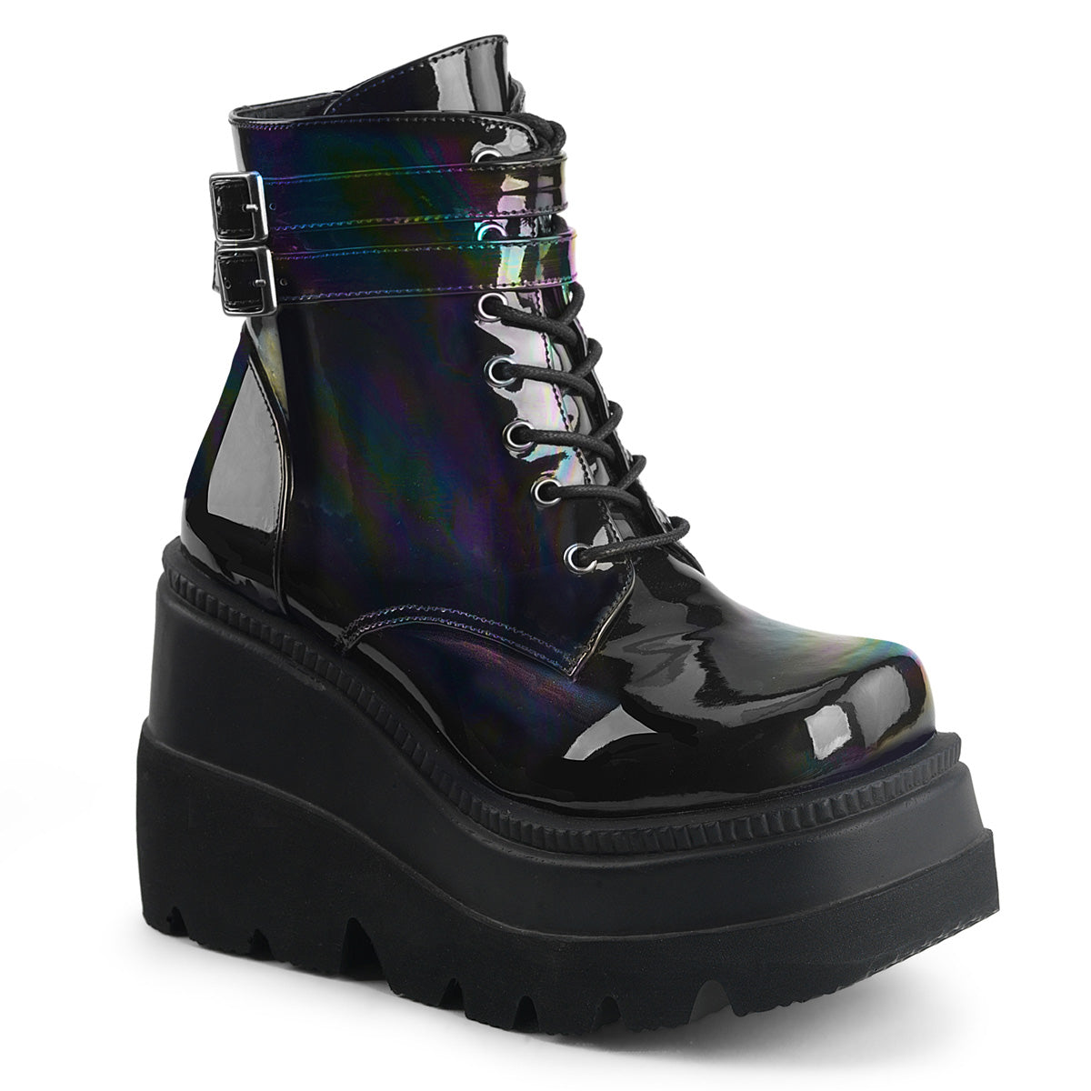 DemoniaCult Womens Ankle Boots SHAKER-52 Blk Hologram
