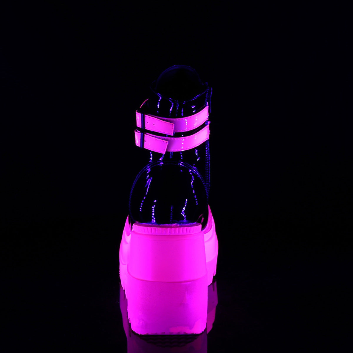 DemoniaCult Bottes de cheville des femmes SHAKER-52 blk pat-uv neon rose