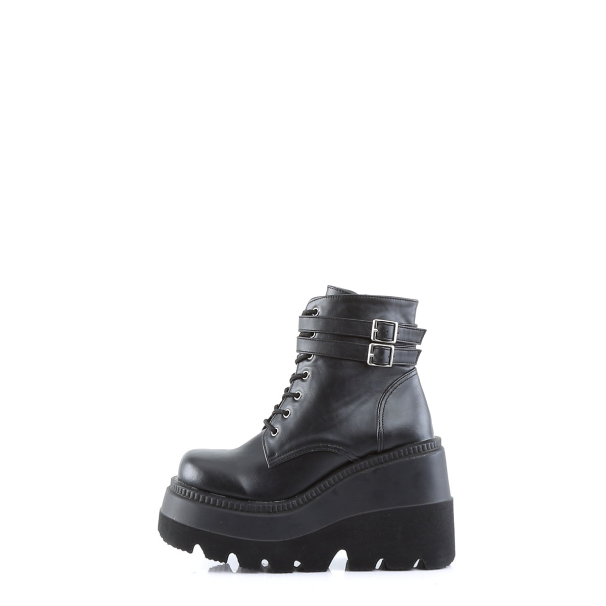 DemoniaCult Bottes de cheville des femmes SHAKER-52 Cuir végétalien BLK