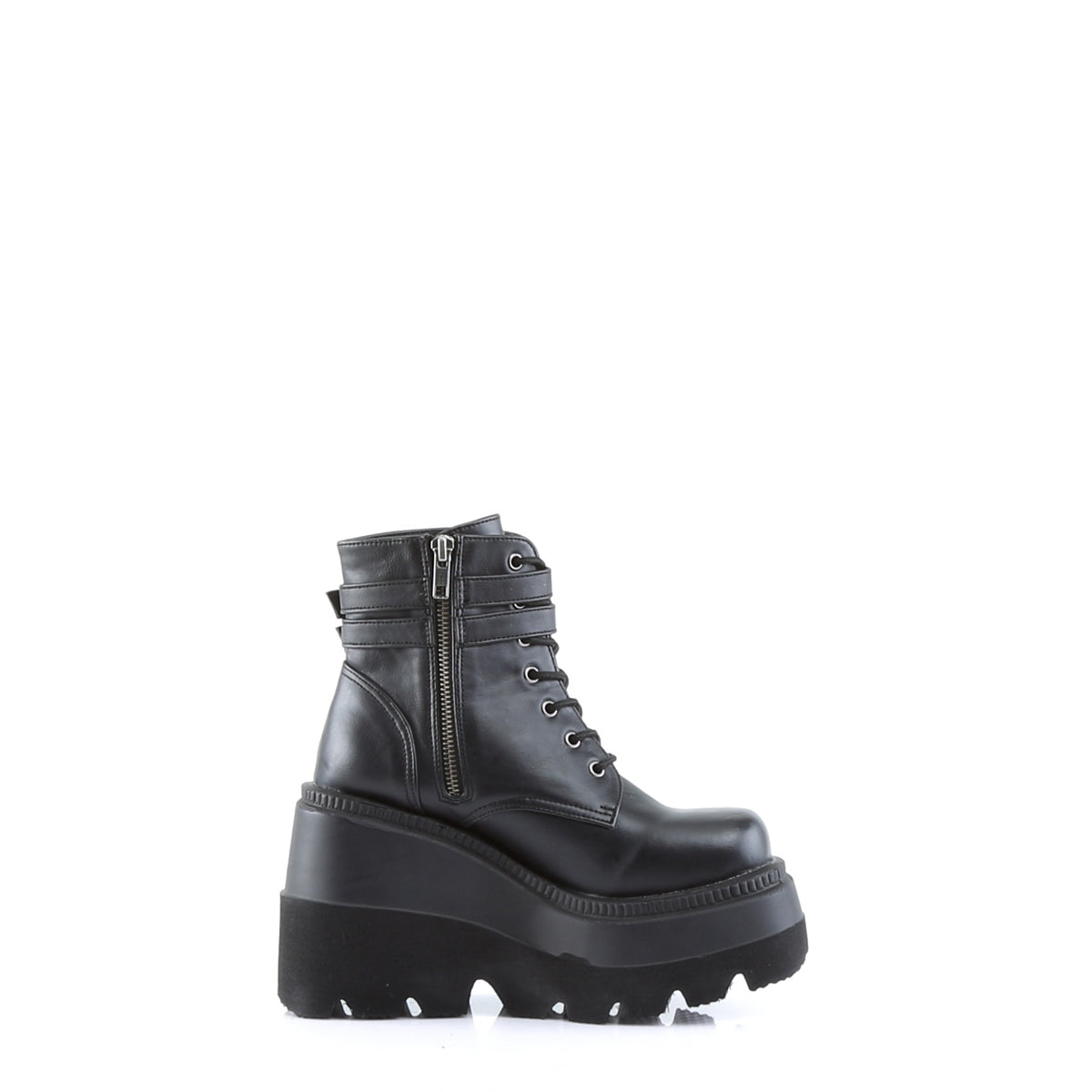 DemoniaCult Bottes de cheville des femmes SHAKER-52 Cuir végétalien BLK