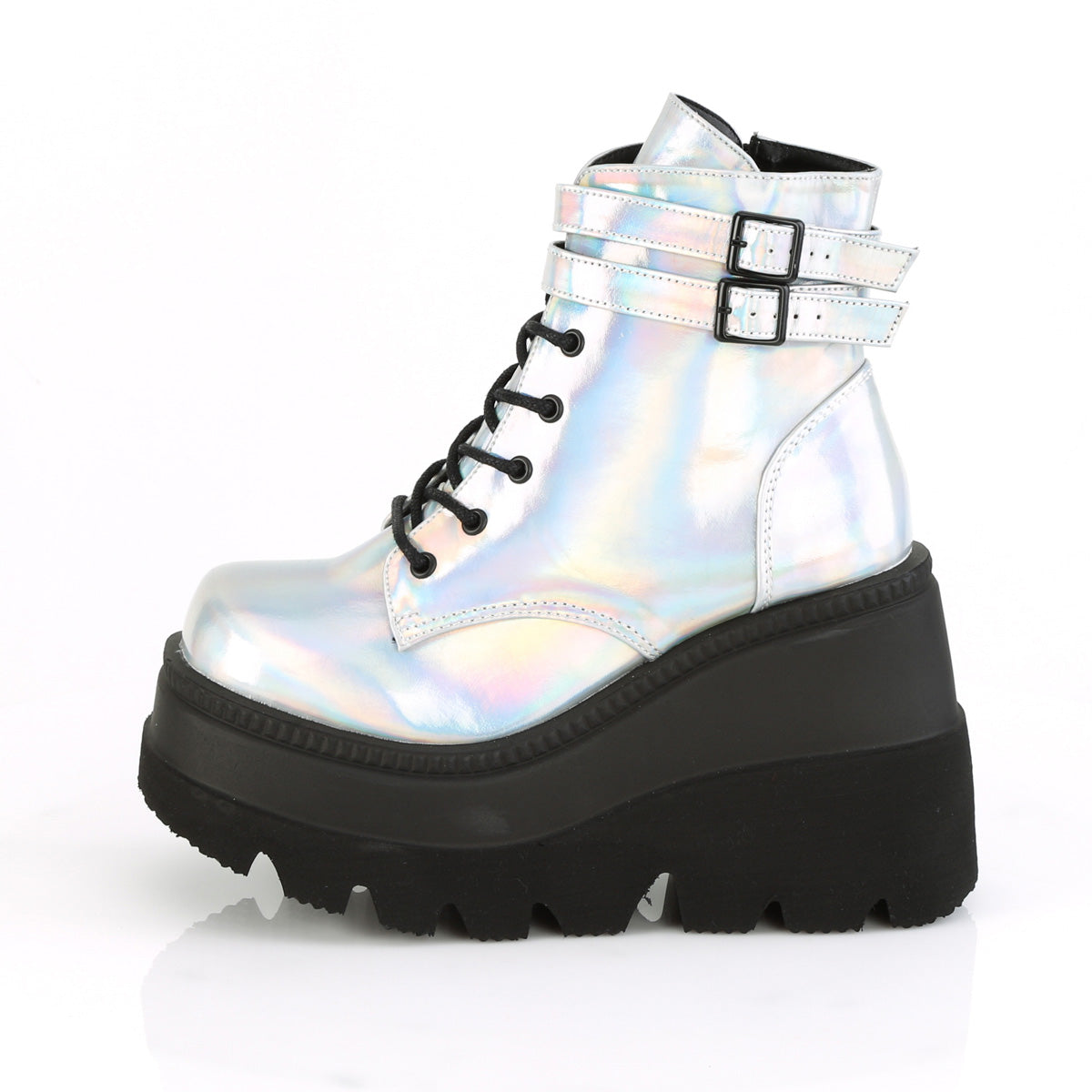 DemoniaCult Bottes de cheville des femmes SHAKER-52 hologramme SLV