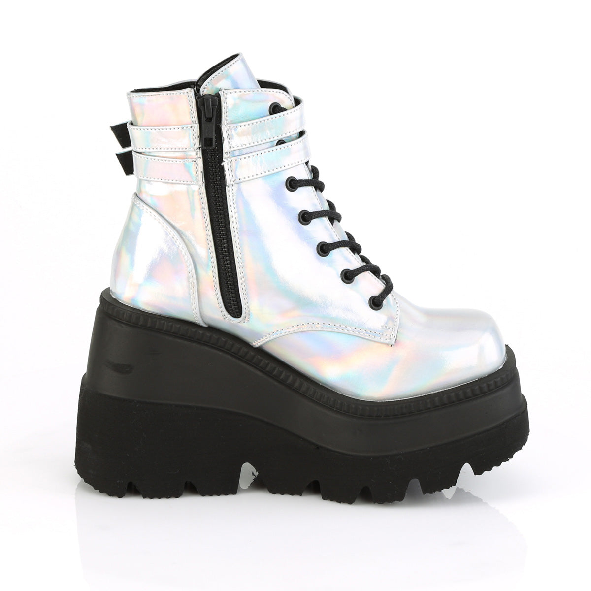 DemoniaCult Bottes de cheville des femmes SHAKER-52 hologramme SLV