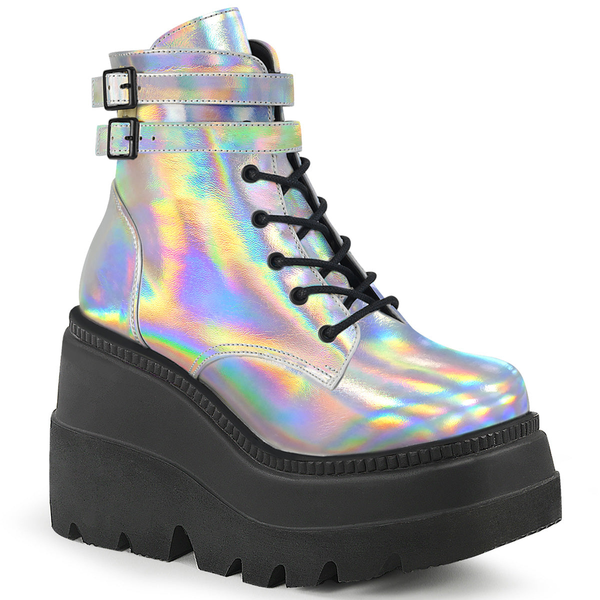 DemoniaCult Bottes de cheville des femmes SHAKER-52 hologramme SLV