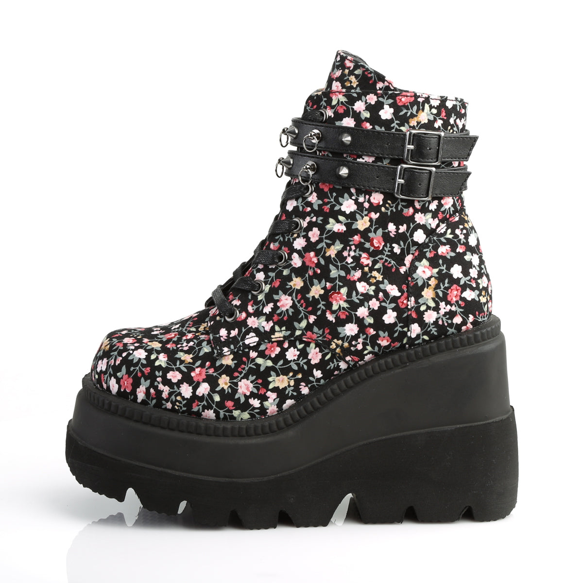 DemoniaCult Womens Ankle Boots SHAKER-52ST Floral Fabric