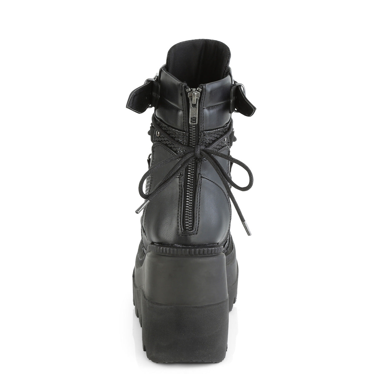 DemoniaCult Womens Ankle Boots SHAKER-60 Blk Vegan Leather