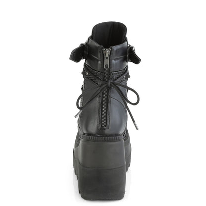 DemoniaCult Womens Ankle Boots SHAKER-60 Blk Vegan Leather
