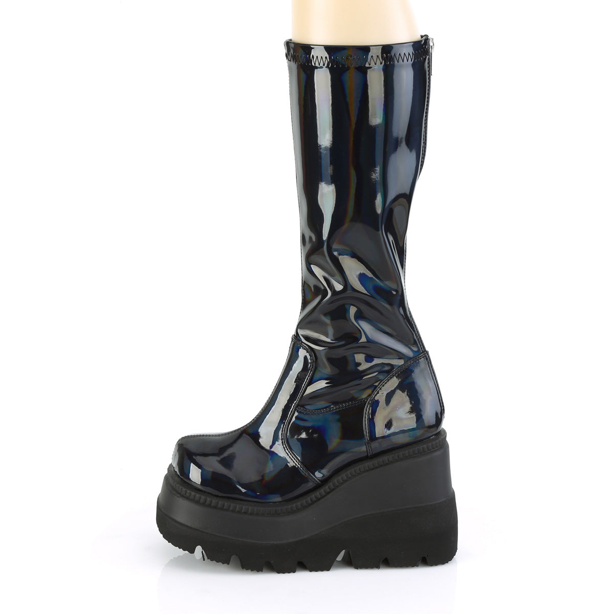 DemoniaCult Womens Boots SHAKER-65 Stretch Blk Pat Holo