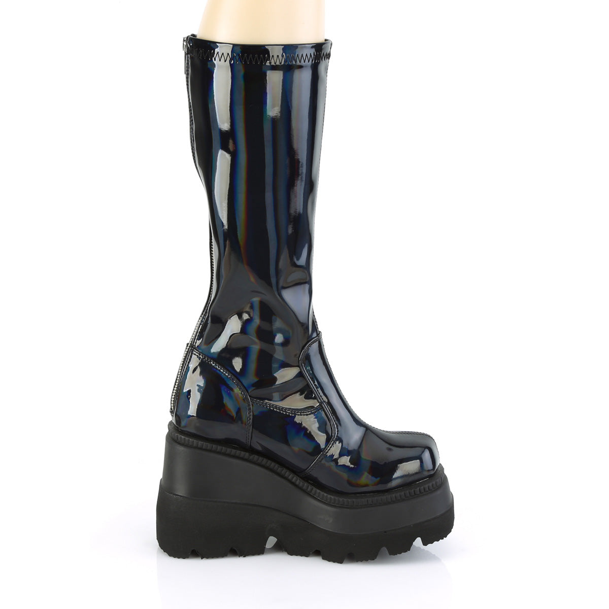 DemoniaCult Womens Boots SHAKER-65 Stretch Blk Pat Holo
