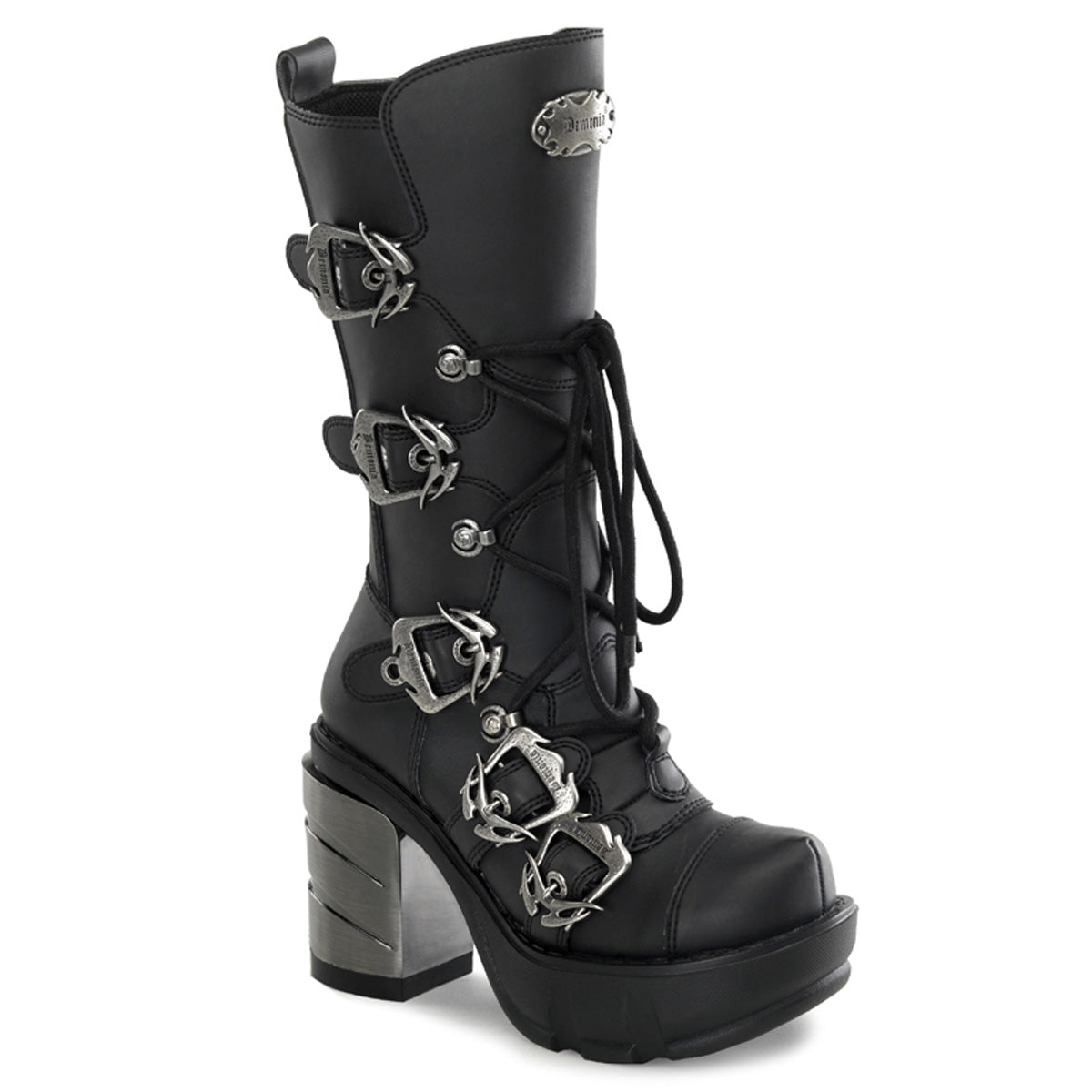 DemoniaCult Womens Boots SINISTER-203 Blk Vegan Leather