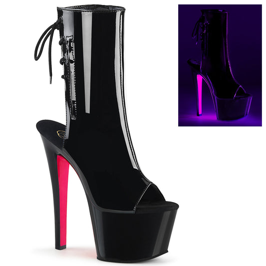 Pleaser Bottines pour femmes SKY-1018tt blk pat / blk-néon H. rose