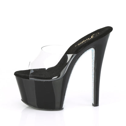 Pleaser Sandales pour femmes SKY-301Crrs CLR / BLK-SLV AB SHINESTONE