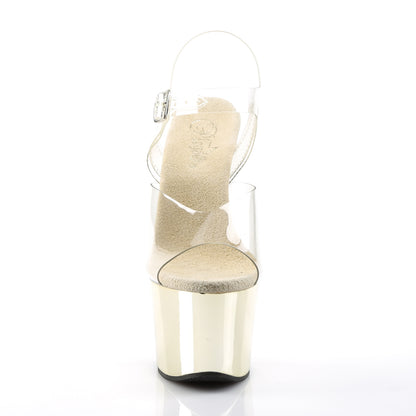 Pleaser Womens Sandals SKY-308 Clr/Gold Chrome