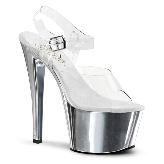 Pleaser Womens Sandals SKY-308 Clr/Slv Chrome