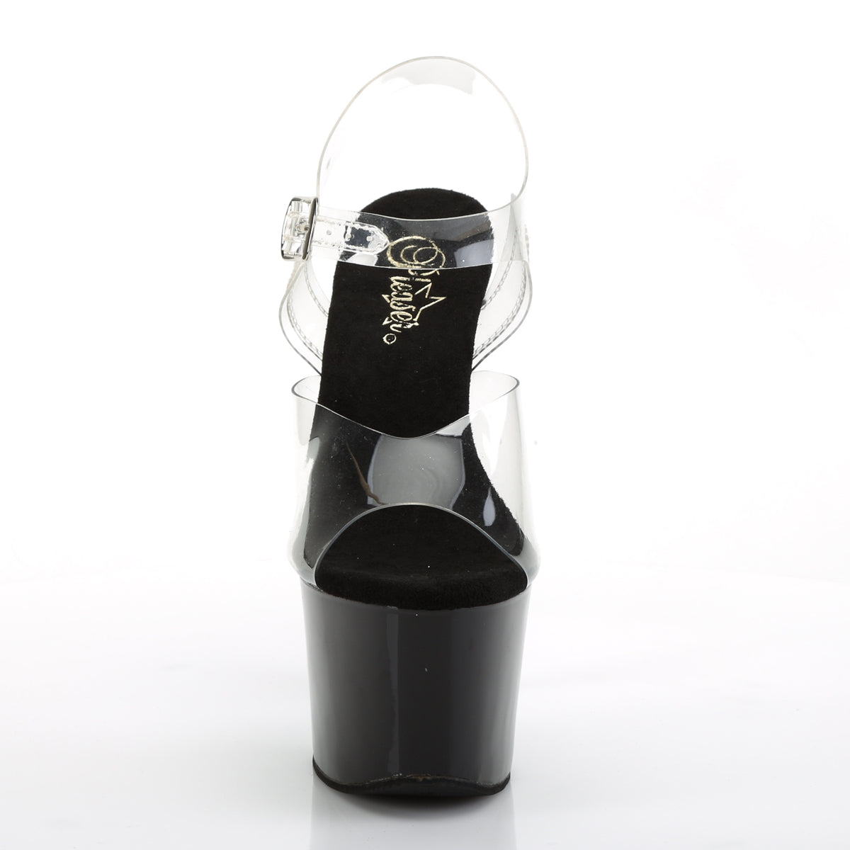 Pleaser Sandales pour femmes SKY-308Crrs CLR / BLK-SLV AB RSTN