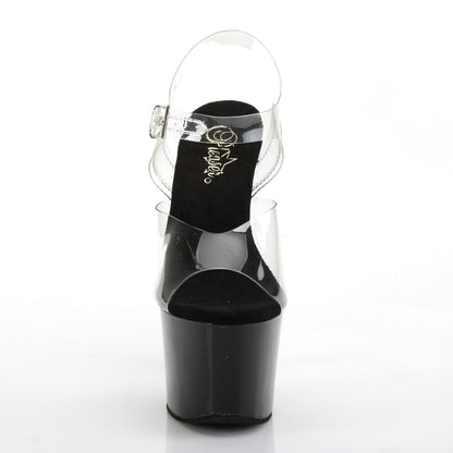 Pleaser Sandales pour femmes SKY-308Crrs CLR / BLK-SLV AB RSTN