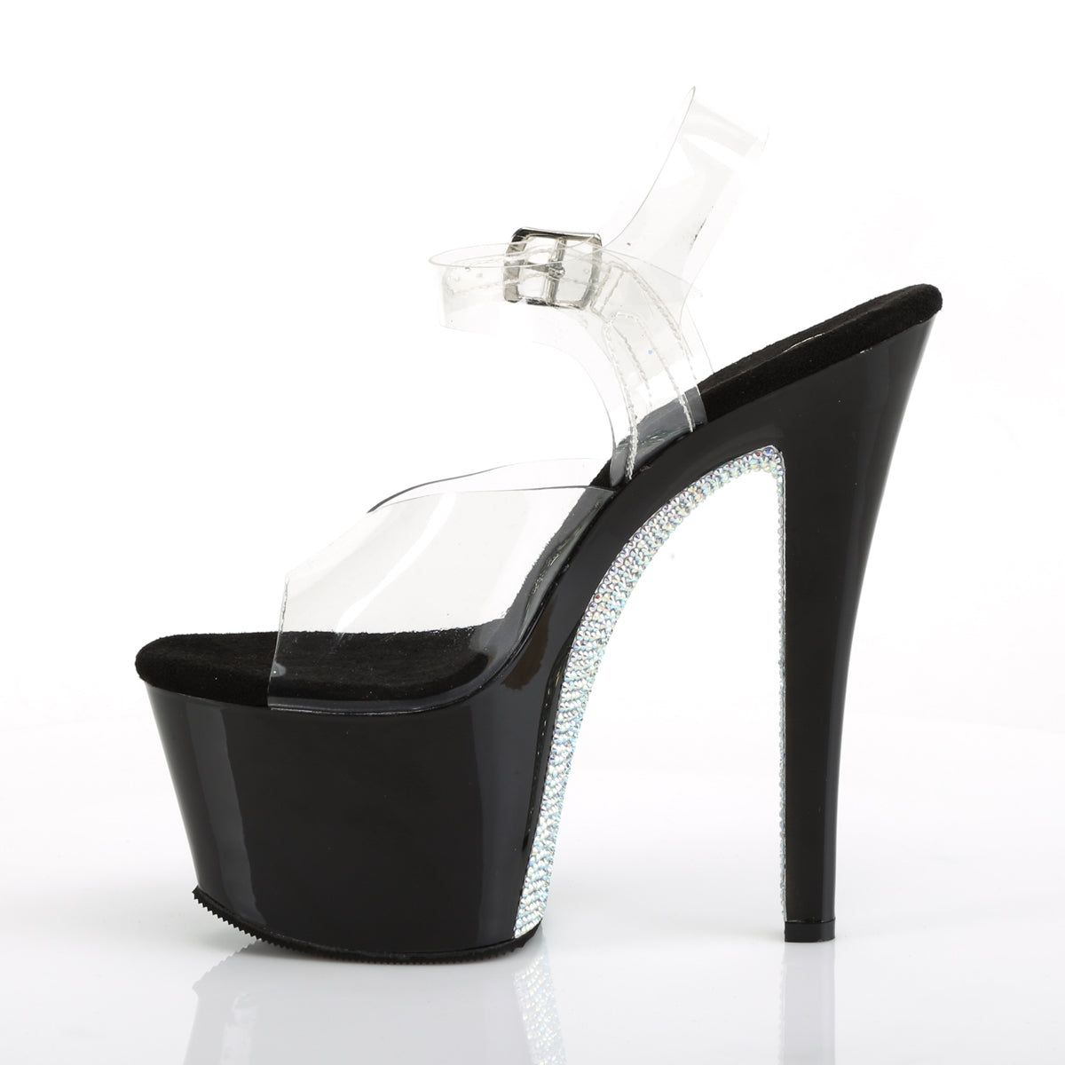 Pleaser Sandales pour femmes SKY-308Crrs CLR / BLK-SLV AB RSTN