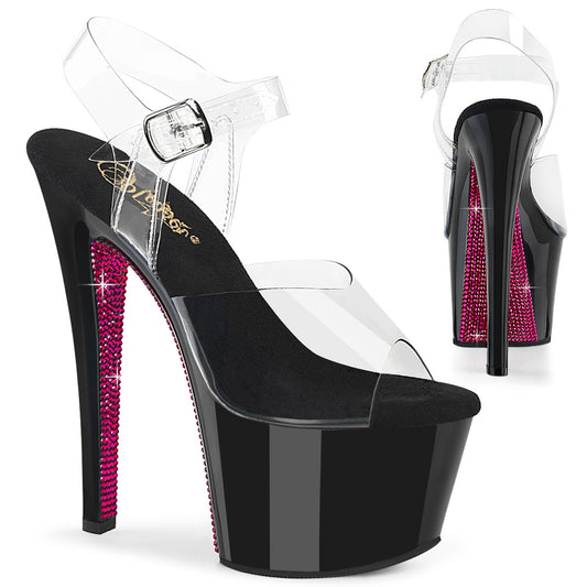 Pleaser Women's Platform Shoes SKY-308CRS Clr/Blk-H. Pink RS