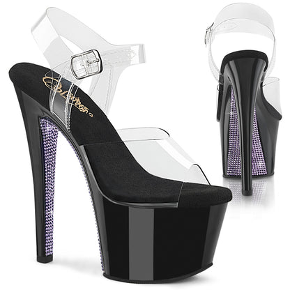 Pleaser Women's Platform Shoes SKY-308CRS Clr/Blk-Lavender RS