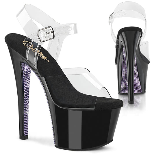 Pleaser Women's Platform Shoes SKY-308CRS Clr/Blk-Lavender RS
