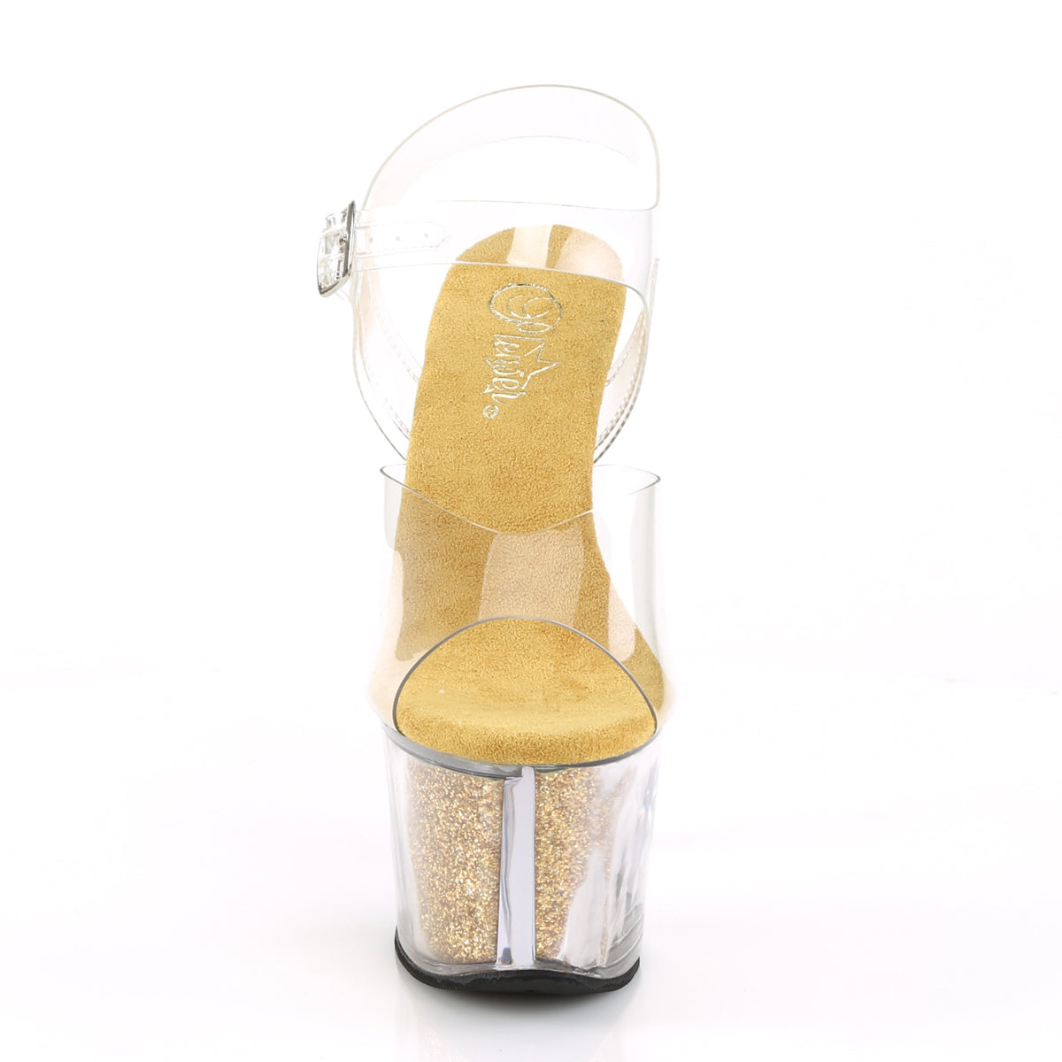 Pleaser Sandales pour femmes SKY-308G-T ClR / Gold Multi Glitter Inserts